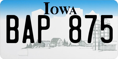IA license plate BAP875