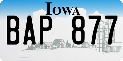 IA license plate BAP877