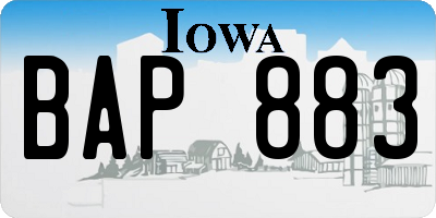 IA license plate BAP883