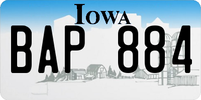 IA license plate BAP884