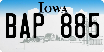 IA license plate BAP885