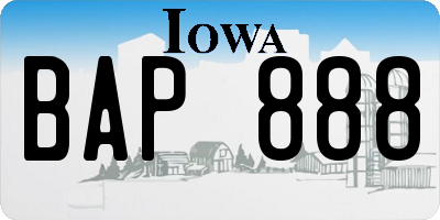 IA license plate BAP888