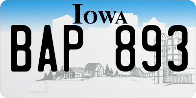 IA license plate BAP893