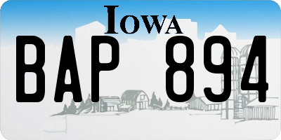 IA license plate BAP894