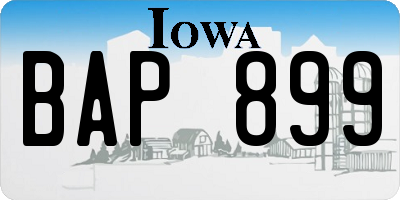 IA license plate BAP899