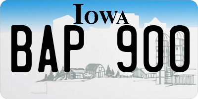 IA license plate BAP900