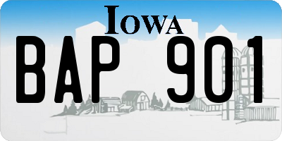 IA license plate BAP901