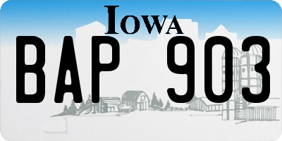 IA license plate BAP903