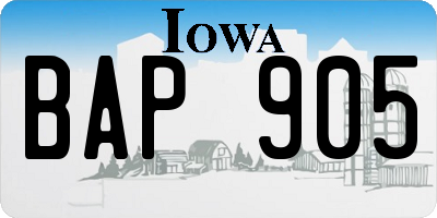 IA license plate BAP905