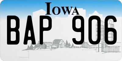 IA license plate BAP906