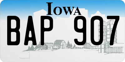 IA license plate BAP907