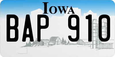 IA license plate BAP910