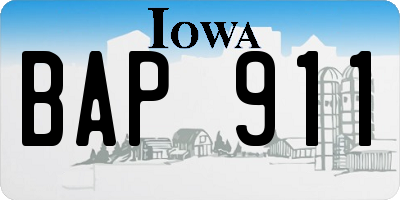 IA license plate BAP911