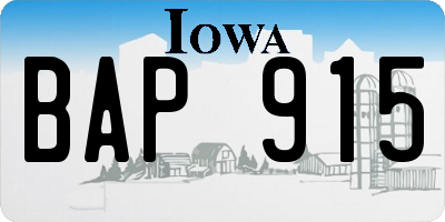 IA license plate BAP915