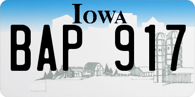 IA license plate BAP917