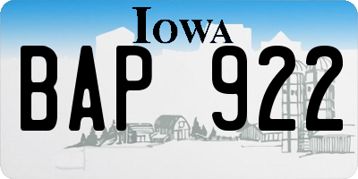 IA license plate BAP922