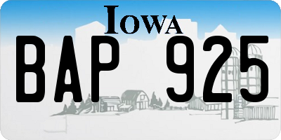 IA license plate BAP925