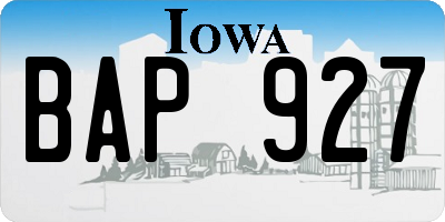IA license plate BAP927