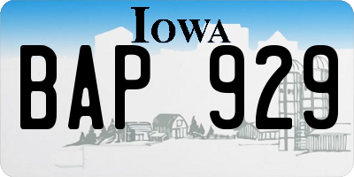 IA license plate BAP929