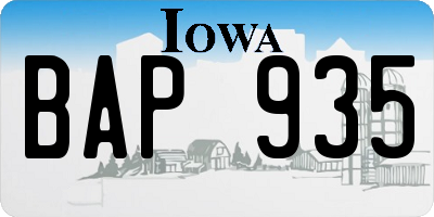 IA license plate BAP935