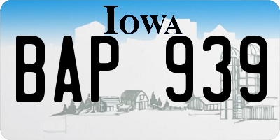 IA license plate BAP939