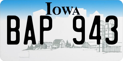 IA license plate BAP943