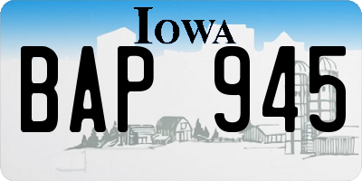IA license plate BAP945
