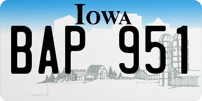 IA license plate BAP951