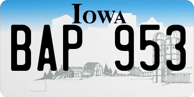 IA license plate BAP953