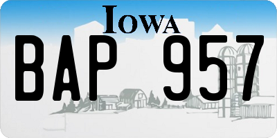 IA license plate BAP957