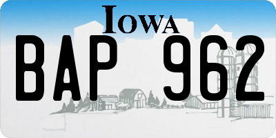 IA license plate BAP962