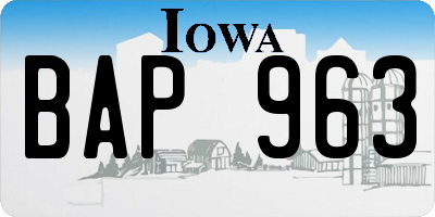 IA license plate BAP963