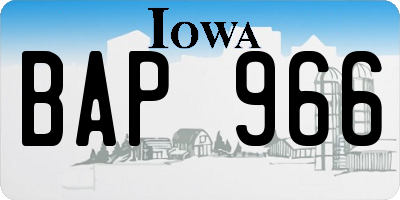 IA license plate BAP966