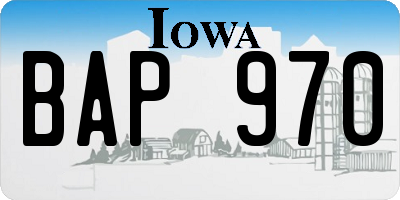 IA license plate BAP970