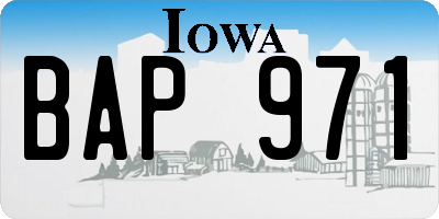 IA license plate BAP971