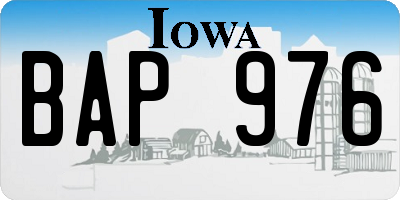 IA license plate BAP976