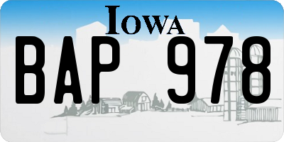 IA license plate BAP978
