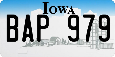 IA license plate BAP979
