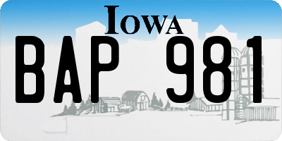 IA license plate BAP981