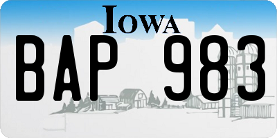 IA license plate BAP983