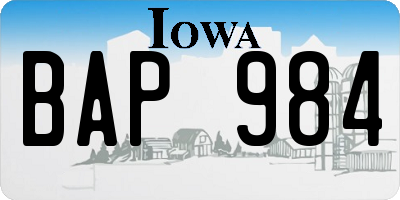 IA license plate BAP984