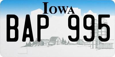 IA license plate BAP995