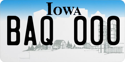IA license plate BAQ000