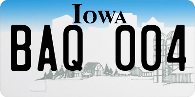 IA license plate BAQ004