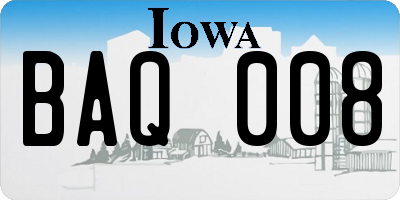 IA license plate BAQ008