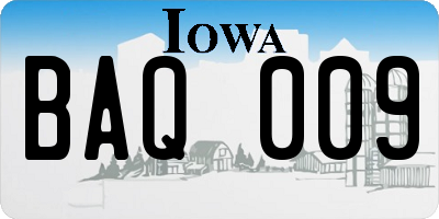 IA license plate BAQ009