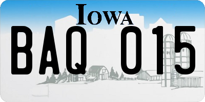 IA license plate BAQ015