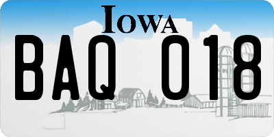 IA license plate BAQ018
