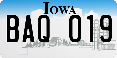 IA license plate BAQ019
