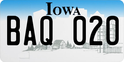 IA license plate BAQ020